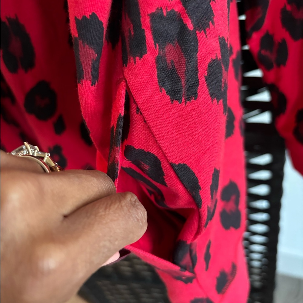 Chico's Vibrant Red and Black Animal Print Hoodie - Picture 4 of 6